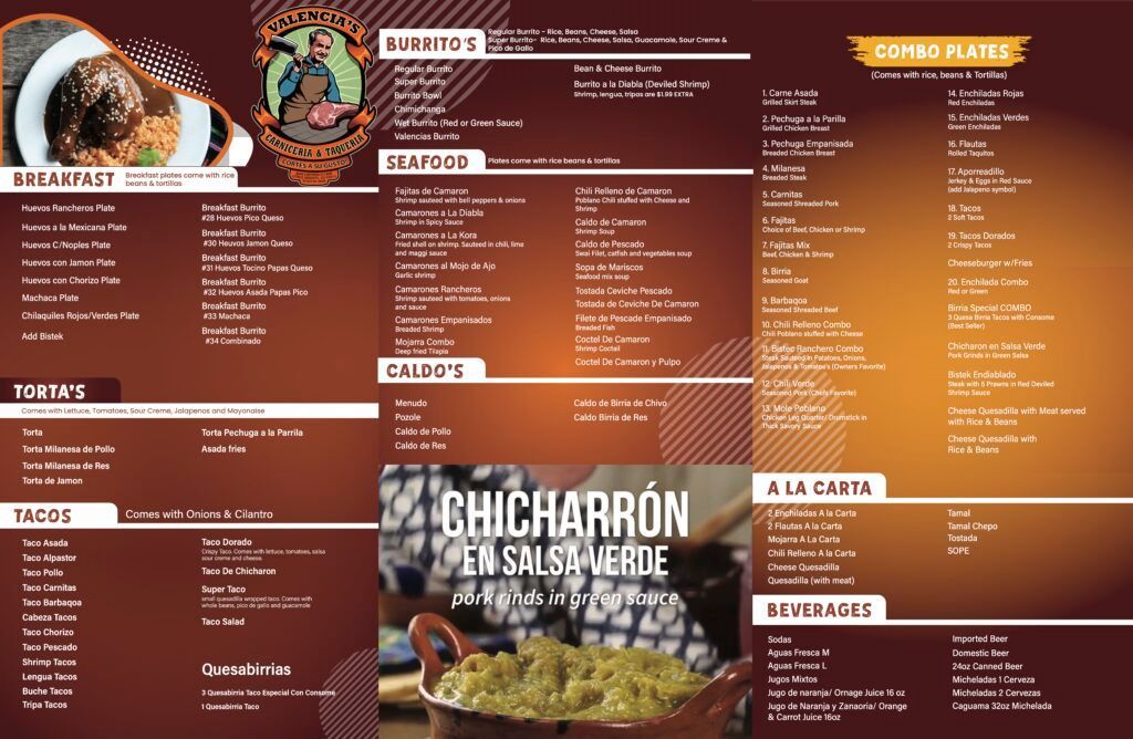 Taqueria Menu