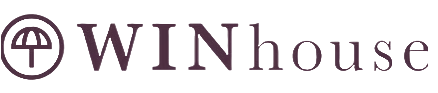 A dark purple logo featuring a stylized umbrella inside a circle next to the text