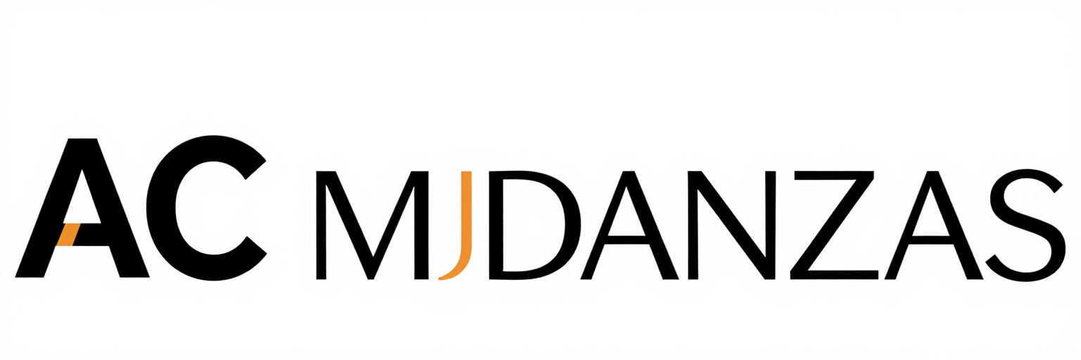Logotipo de AC Mudanzas en negro y naranja sobre fondo blanco.