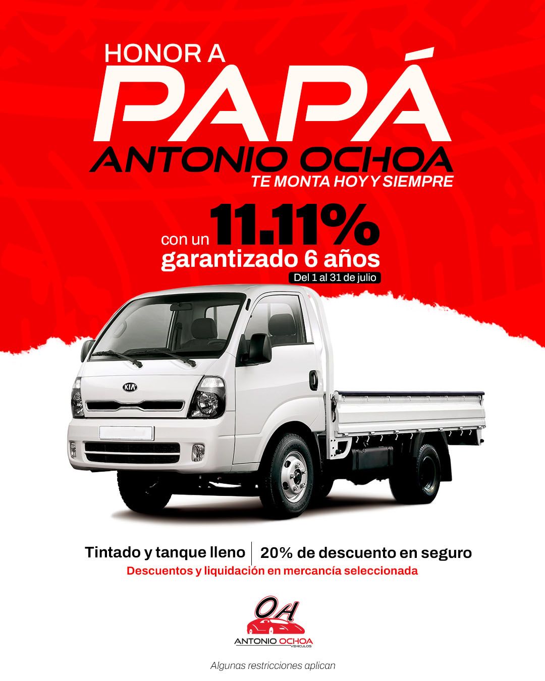 An advertisement for a truck that says honor a papa