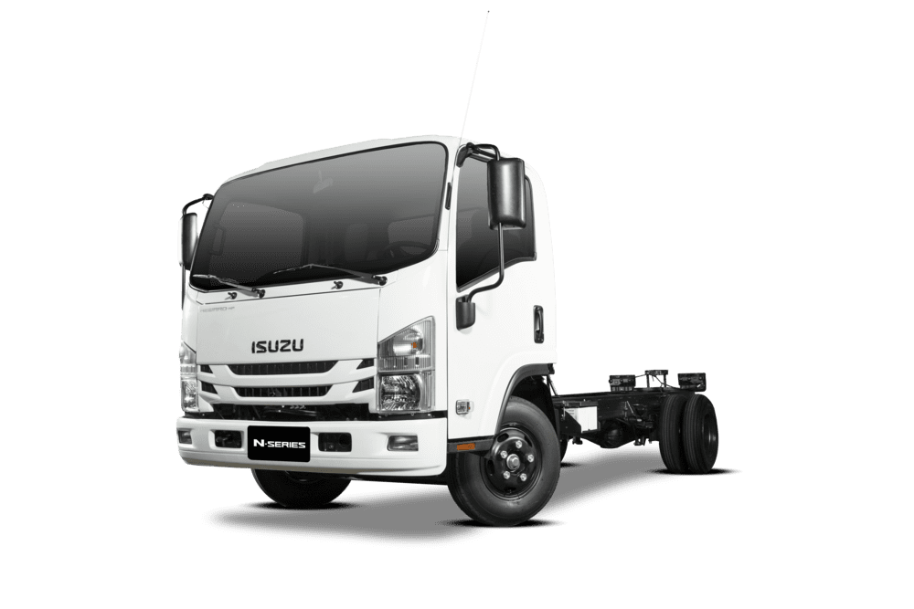 A white isuzu truck is shown on a white background.
