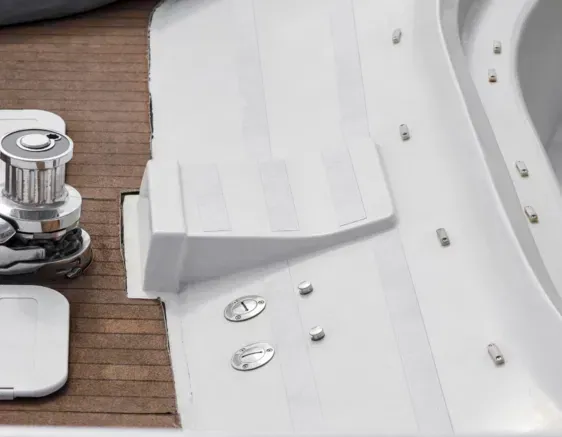 Closeup of the deck of a yacht