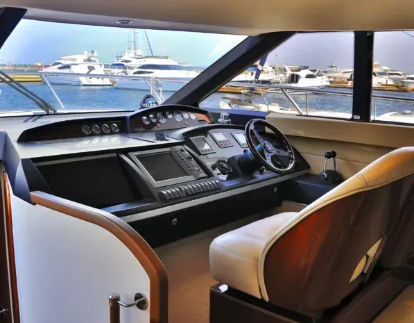 interior of the helm of a yacht