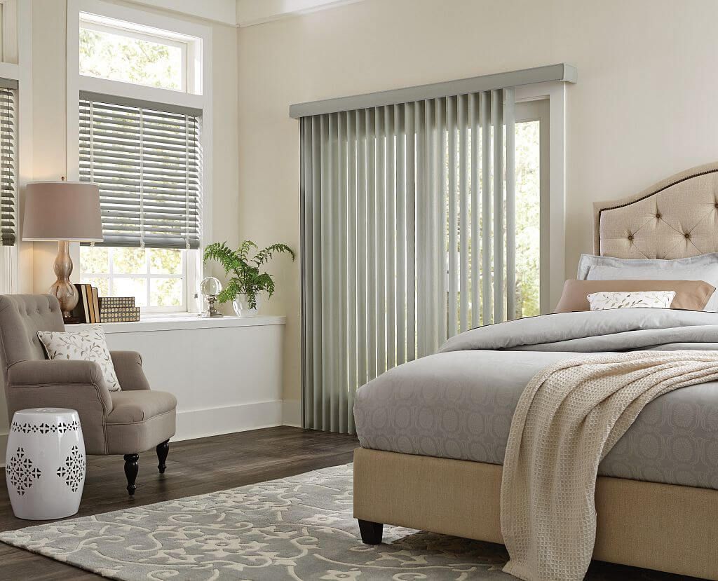 Bedroom With Blinds & Curtains