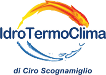 Logo IDRAULICO IdroTermoClima in blu e arancione su sfondo bianco.