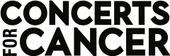A black and white logo for concerts for cancer