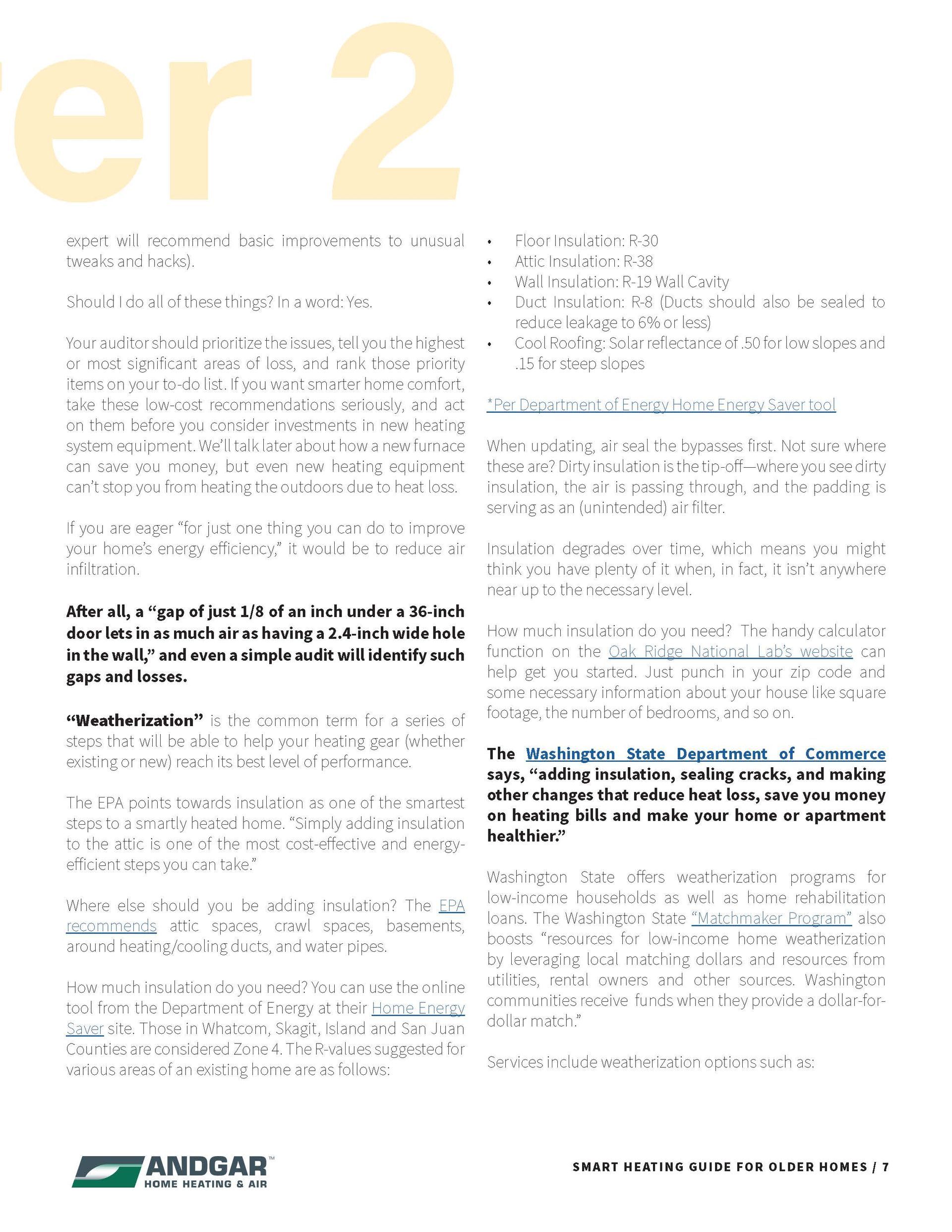 Blurry brochure page with two columns of text and a pale yellow “er 2” headline at top.