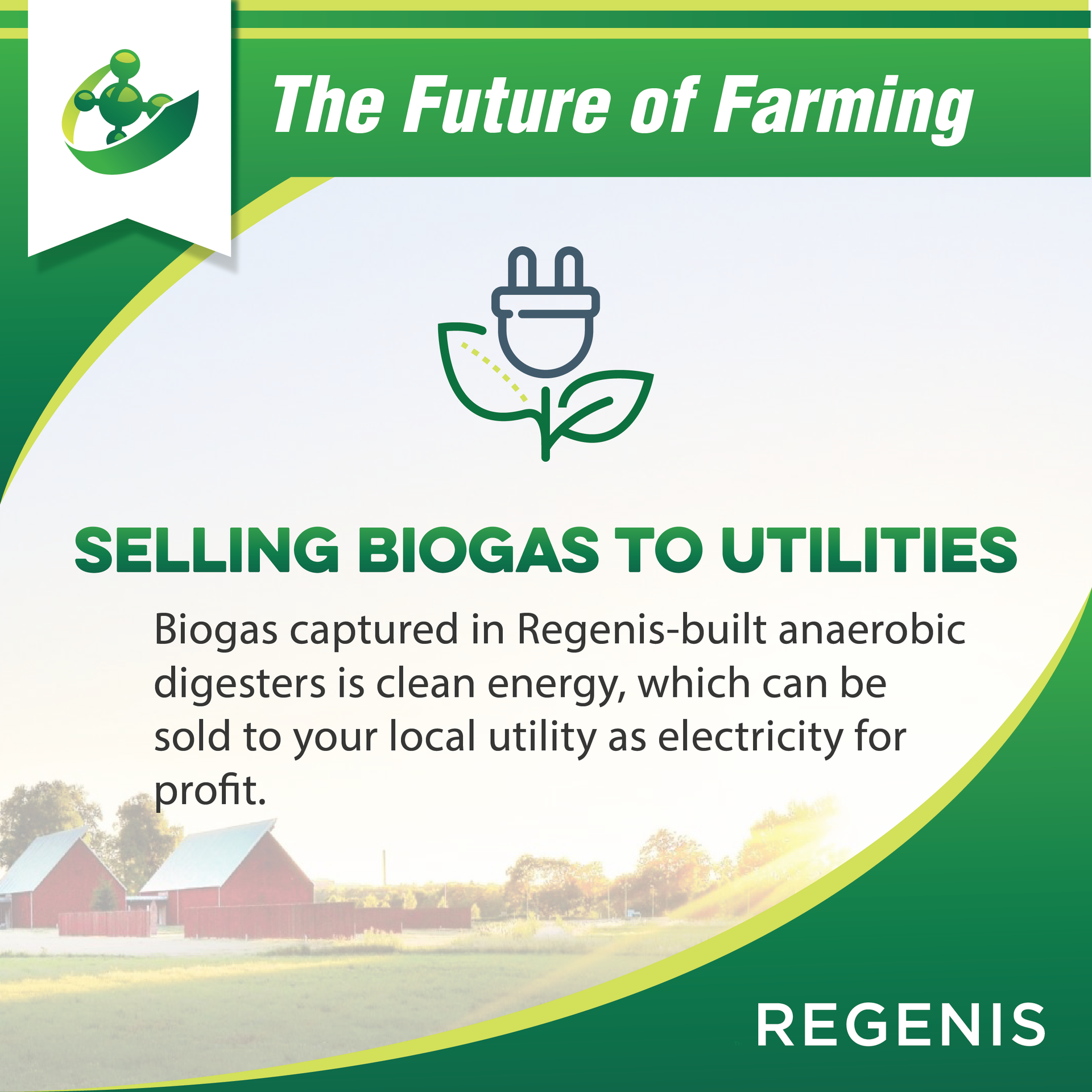 Branded social media showing the economics of anaerobic digester on dairy farms.
