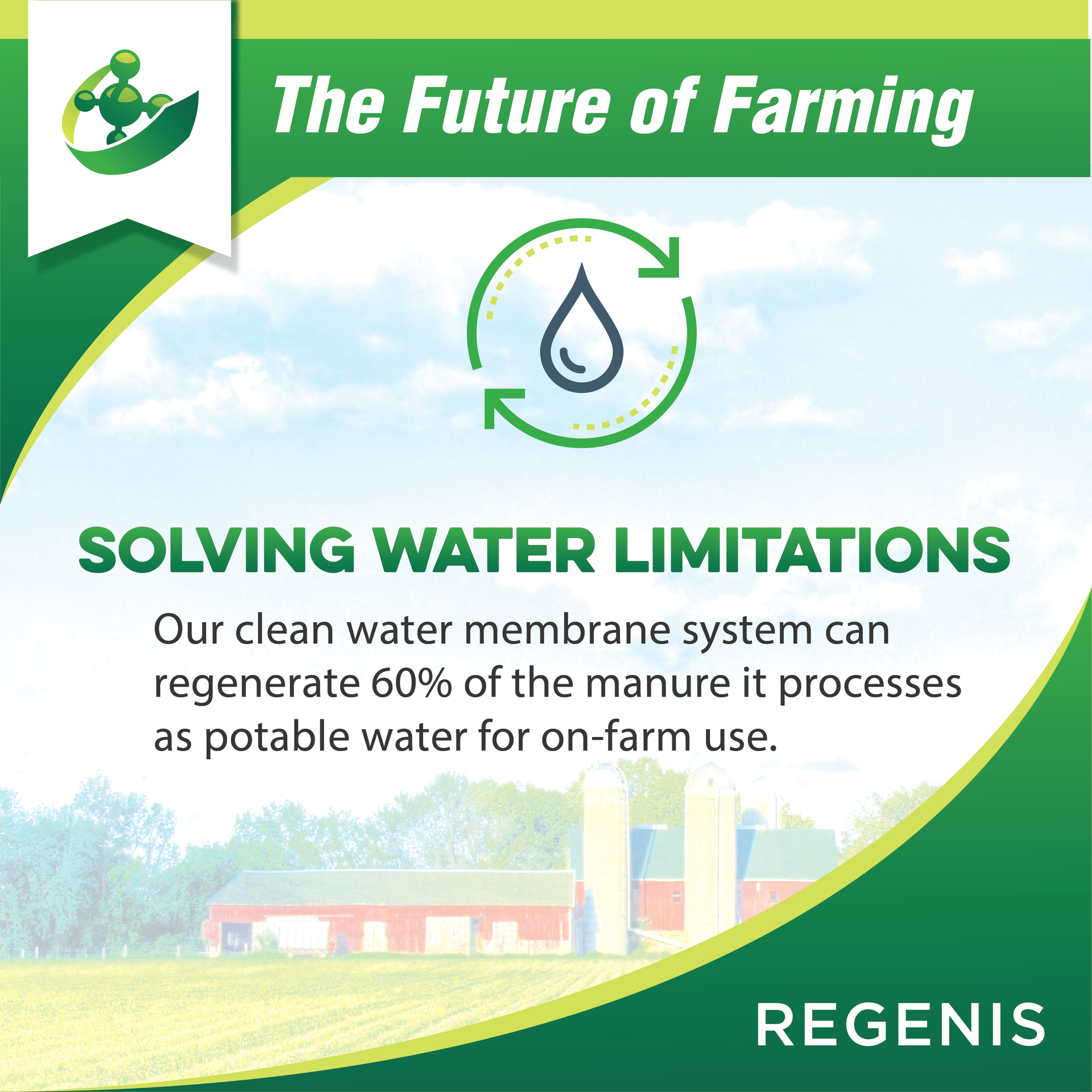 We produced a series of branded social media posts for Regenis to visually capture their on farm manure management.