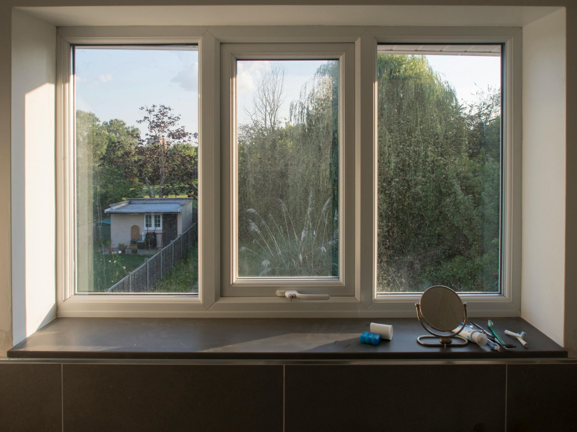 After clean window with a counter.
