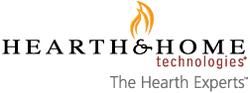 Hearth & Home Technologies logo with stylized orange flame and gray tagline, “The Hearth Experts”