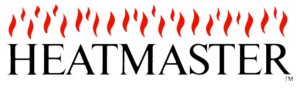 HEATMASTER logo with red flames above black text on a white background