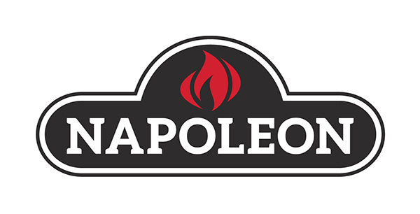 Napoleon logo in black and white with a red flame icon above the wordmark