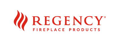 Regency Fireplace Products logo in red with flame icon on white background