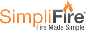 SimpliFire logo in orange and gray with a flame over the i, tagline “Fire Made Simple”