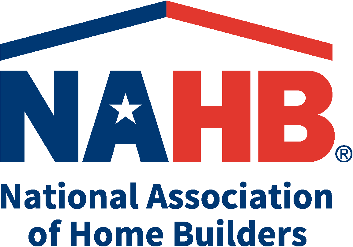 NAHB logo with blue and red house roof and National Association of Home Builders text
