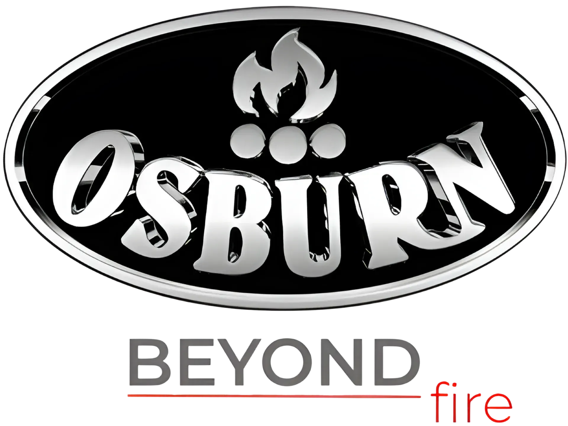 OSBŰN logo in black oval with flame icon and the words “BEYOND fire” below