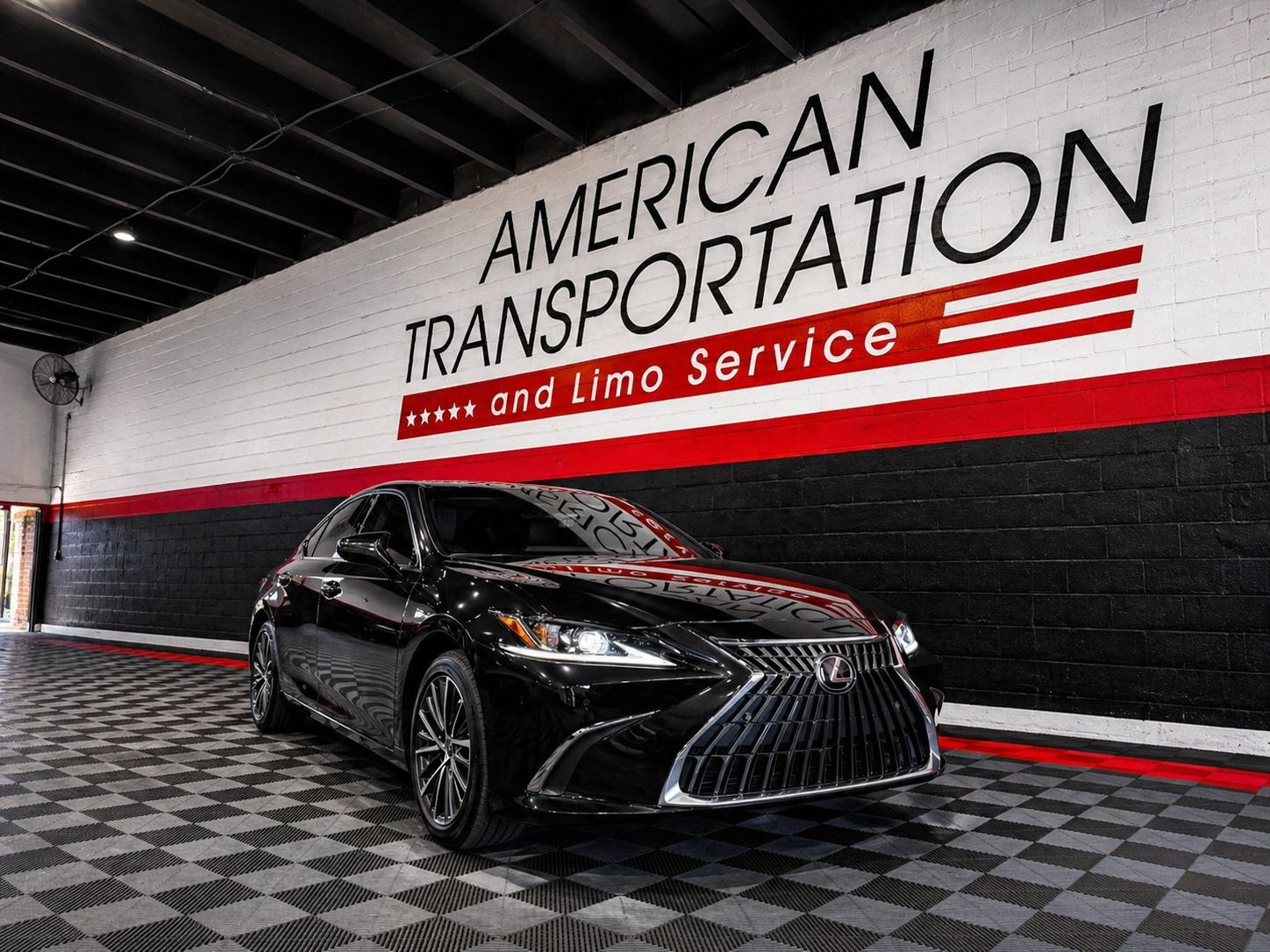 Miami private car service with black Lexus luxury sedan by American Transportation
