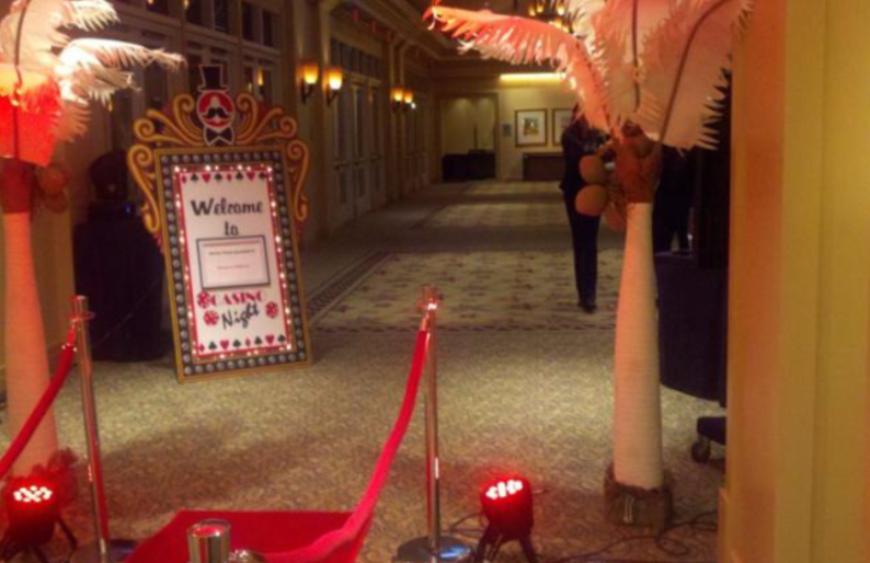 Casino marquee entrance with red carpet