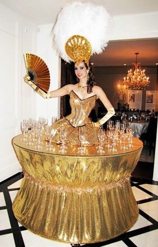 gold strolling champagne table 