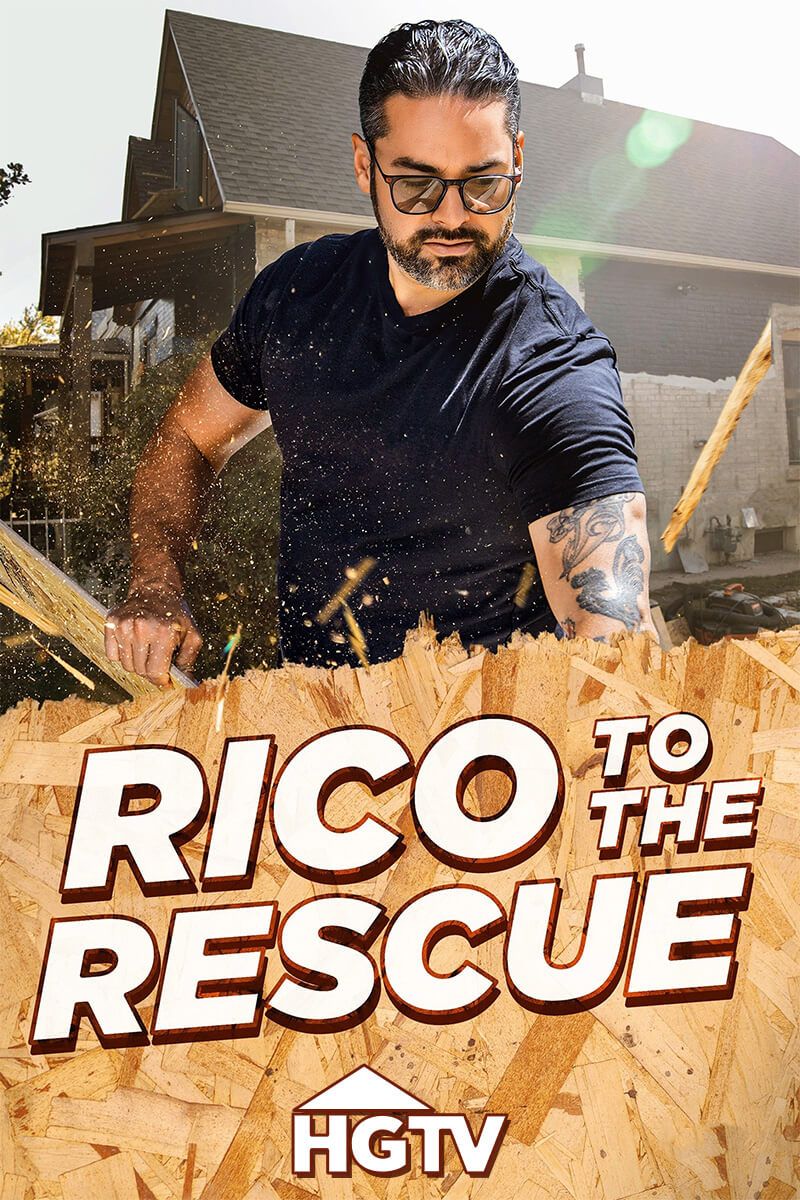 Rico is standing in front of a house on a poster for Rico to the Rescue.