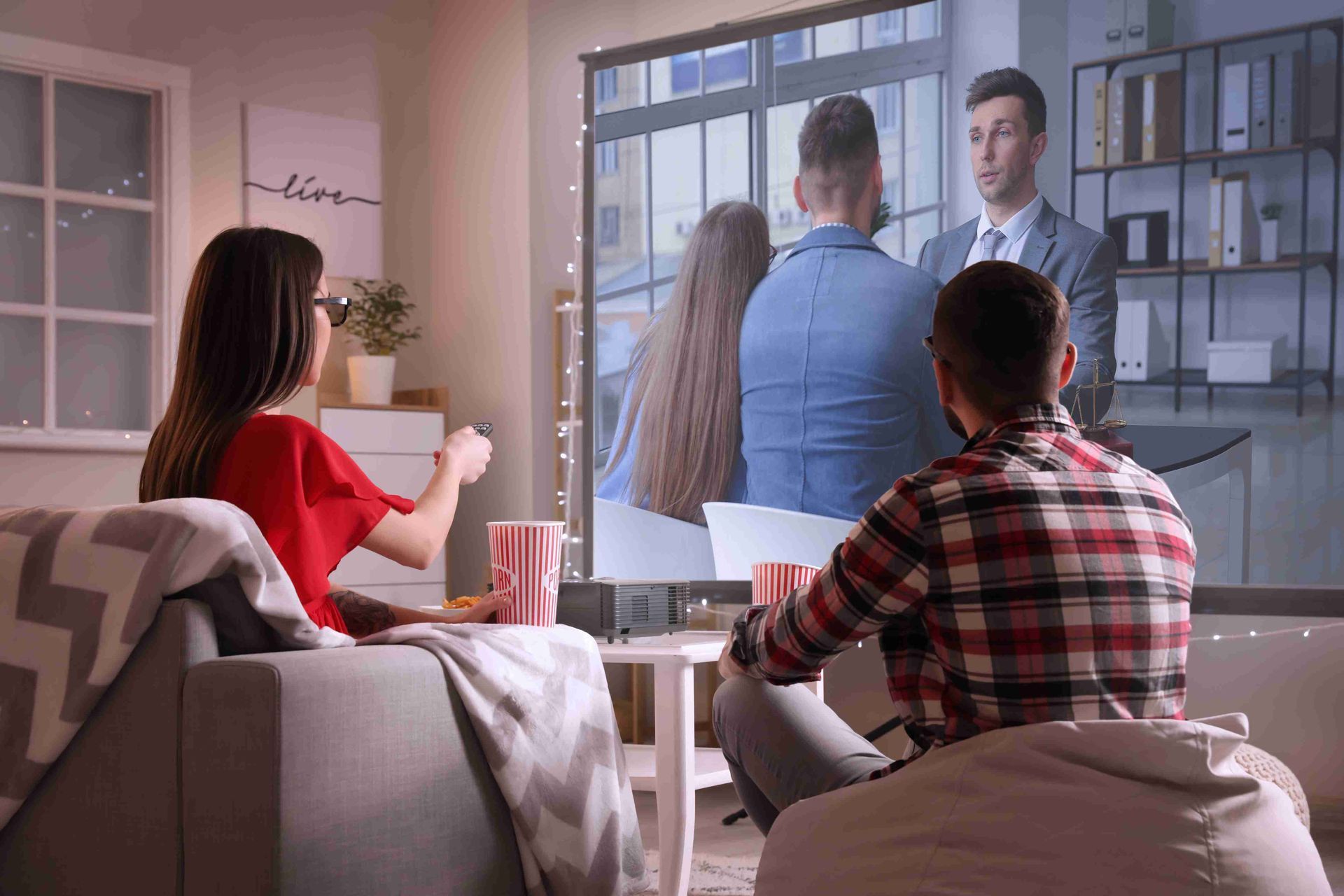 Couple enjoying their time watching tv together