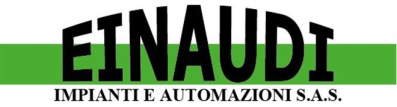 EINAUDI logo in black over a green bar, with “IMPIANTI E AUTOMAZIONI S.A.S.” below in gray text