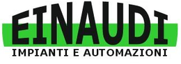 EINAUDI Impianti e Automazioni logo with black text on a green and purple background