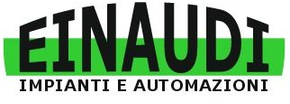 EINAUDI Impianti e Automazioni logo with black text on a green and purple background