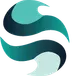 Teal and navy abstract swirl logo on a white background