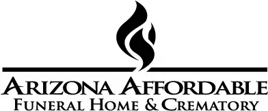 Logo for Arizona Affordable Funeral Home & Crematory. Flame icon above text.