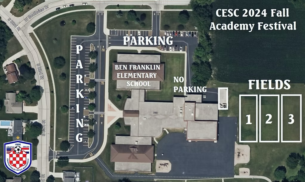 Map of Croatian Eagles Soccer Club annual youth festival parking