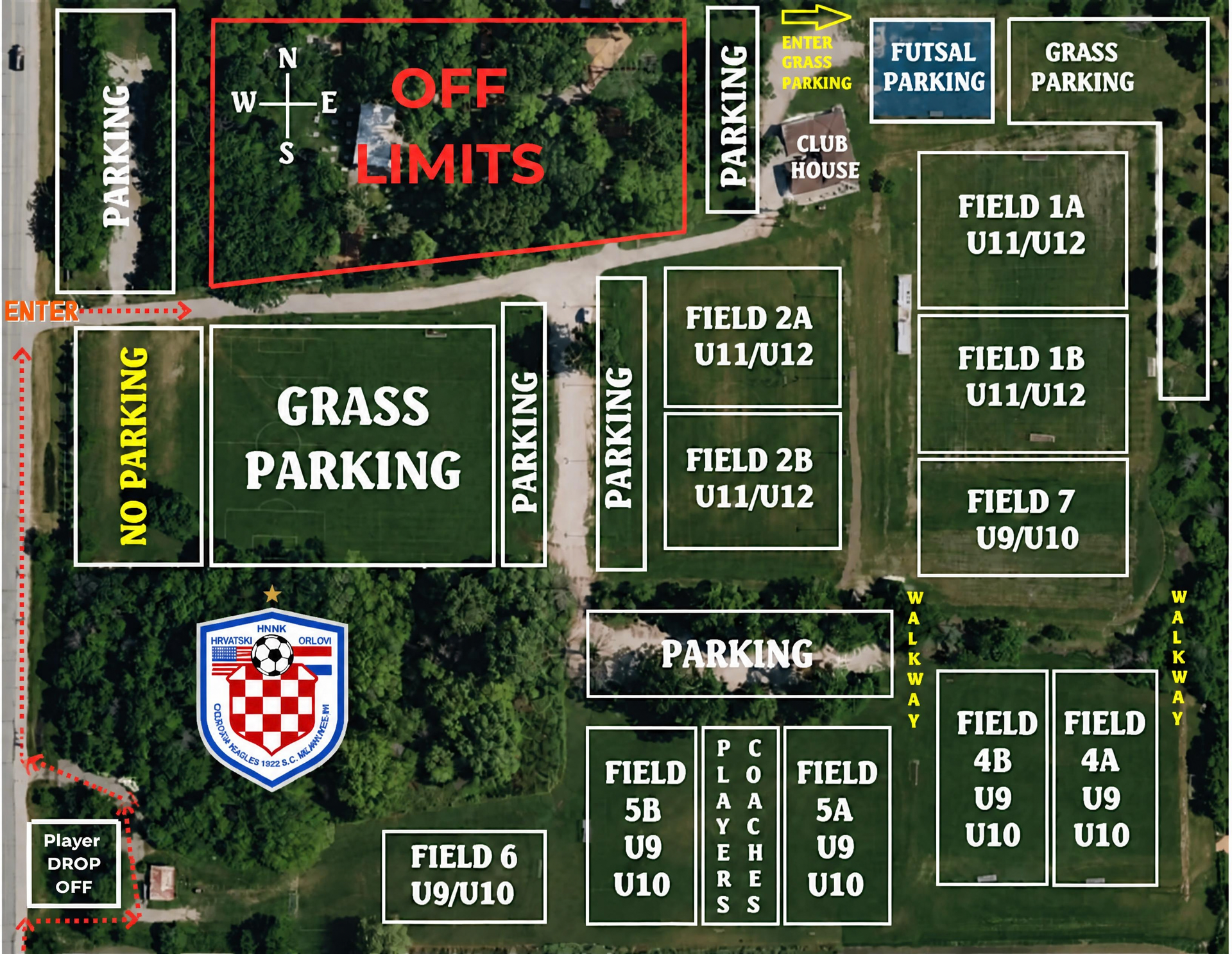 Map of Croatian Eagles Soccer Club fields
