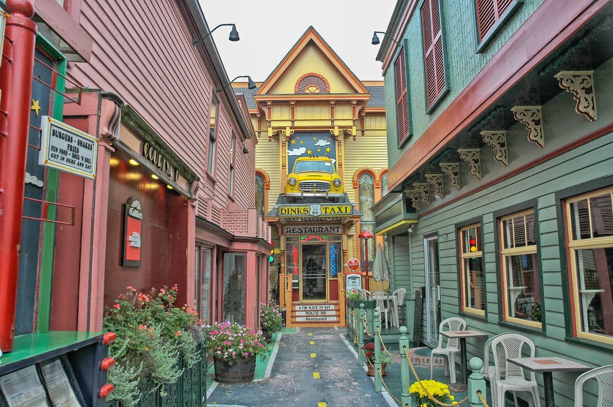 Downtown Bar Harbor, Maine Shops and Restaurants.