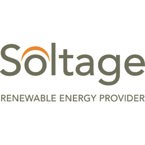 Soltage logo with orange and gray text and the tagline “Renewable Energy Provider”