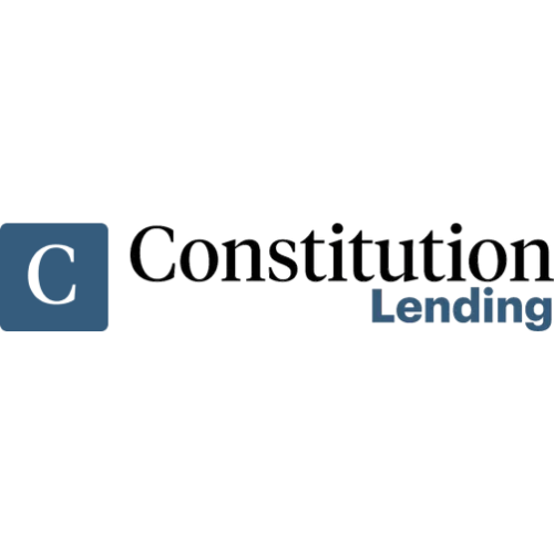 Constitution Lending logo with blue square “C” icon and black and blue text