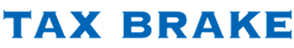 Blue text reading “TAX BRAKE” on a white background