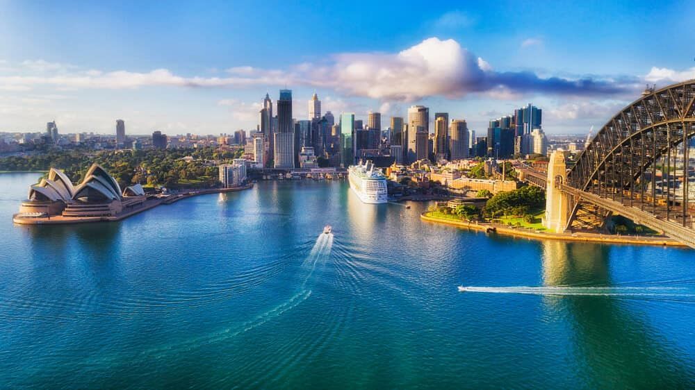 An Aerial View of Sydney Harbor With the City Skyline in the Background — ASpect Wall & Floor Tiling in Sydney, NSW