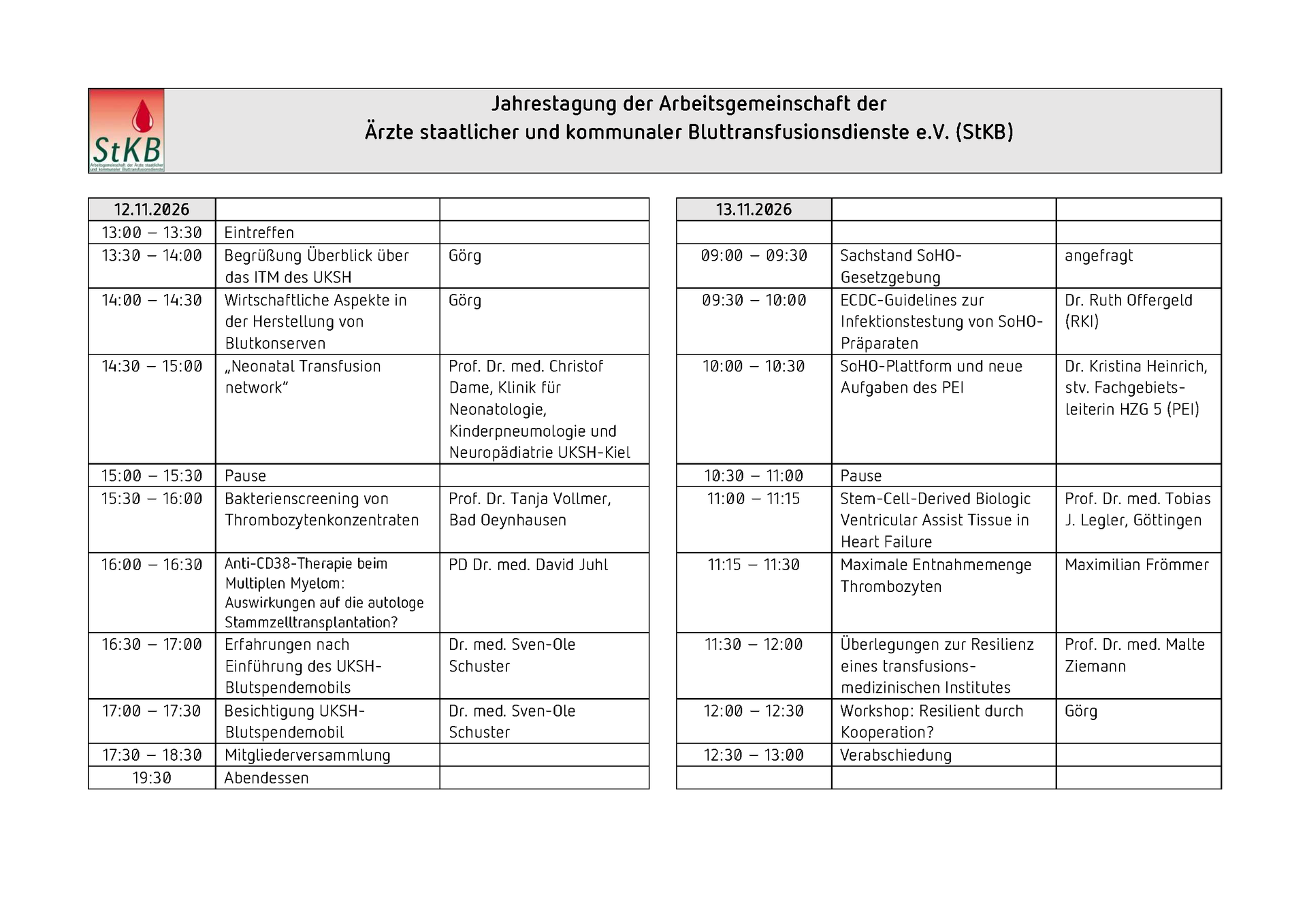 Programm Tag 1 und 2