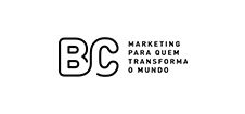 Logo “BC” with the text “Marketing para quem transforma o mundo” on a white background