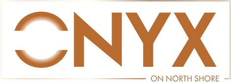 ONYX ON NORTH SHORE logo in brown on a white background.