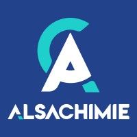 Logo d'ALSACHIMIE : lettre « A » blanche sur laquelle est superposé le « CA » turquoise sur fond bleu.