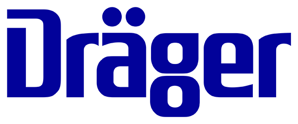 Le logo Dräger en bleu sur fond blanc. Le « ä » de Dräger est représenté par deux points.