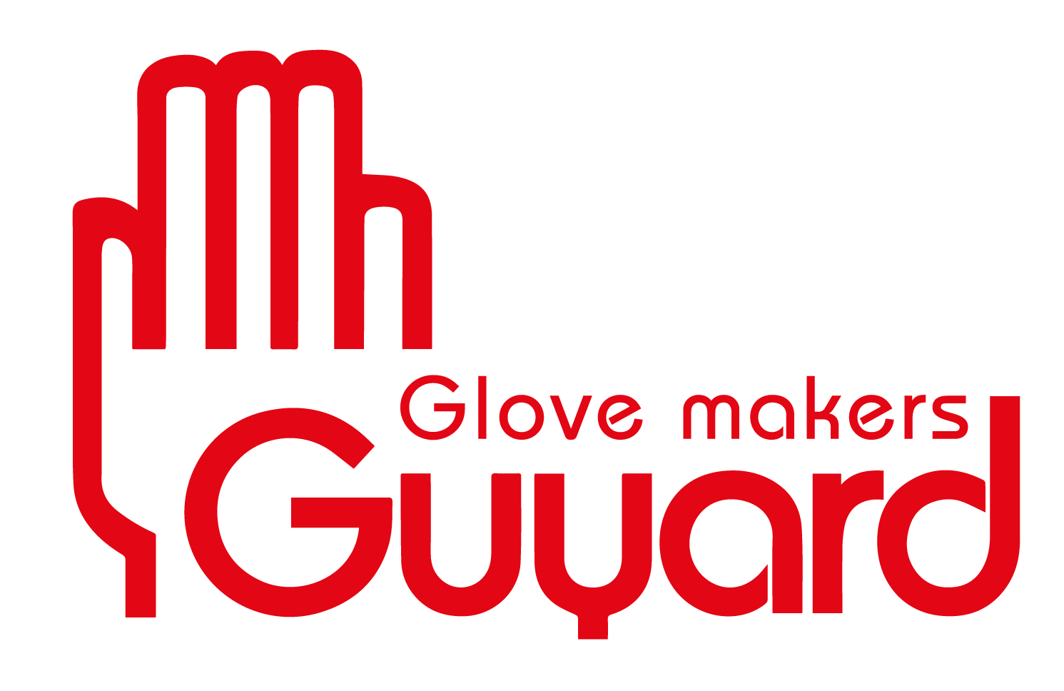 Logo représentant une main rouge avec le texte « Glovemakers Guyard ».