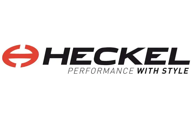 Logo Heckel avec un « H » stylisé rouge et le texte noir « HECKEL PERFORMANCE WITH STYLE ».