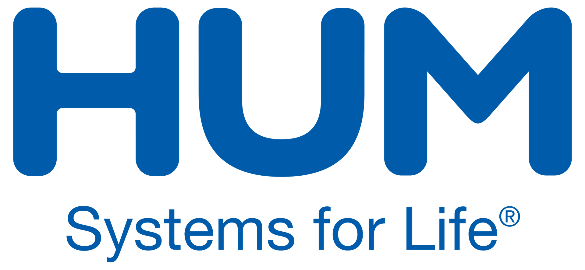 Logo bleu « HUM » avec le texte « Systems for Life® ».