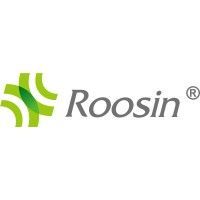 Logo de Roosin, avec un motif en forme de croix verte et un texte gris.