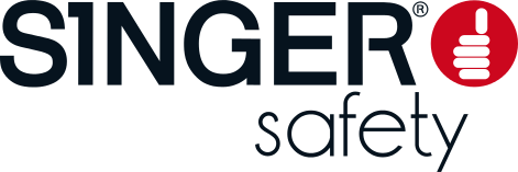 Logo de Singer Safety avec texte et icône pouce levé.
