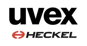 Logo UVEX au-dessus du texte « HECKEL », rouge et noir.