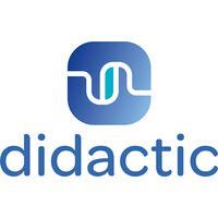 Logo bleu pour « didactique » avec un design abstrait de lignes interconnectées à l'intérieur d'un carré arrondi.